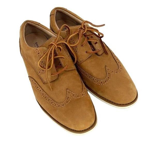 Sperry Top-Sider Light Tan Leather Wing-Tip Oxfords Men Size 9.5 M - Picture 1 of 9